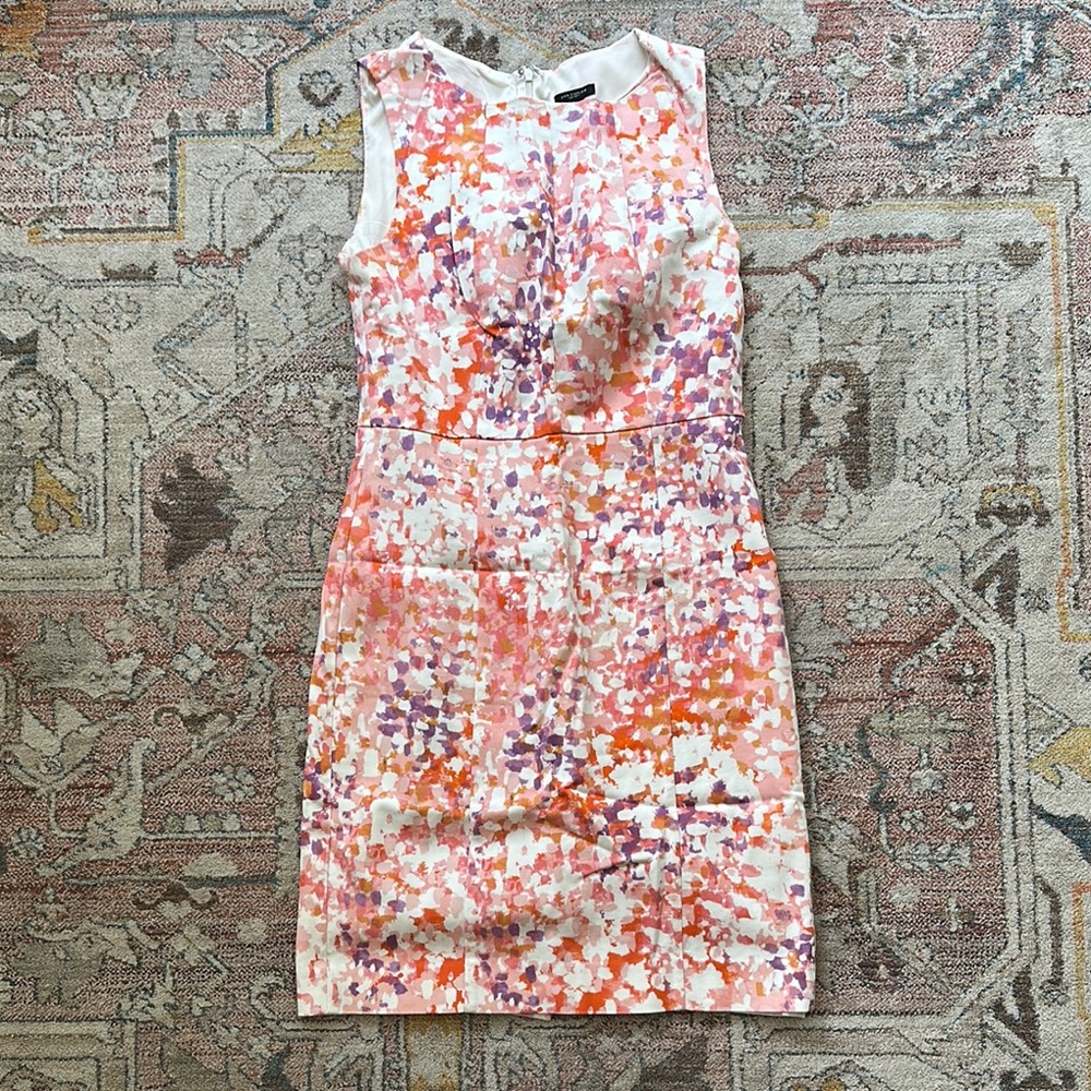 Ann Taylor Abstract Floral Mini Dress - Pink, Orange, Purple